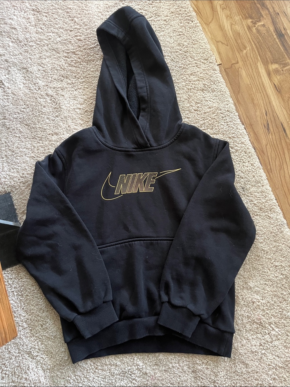 Nike Black Hoodie with Gold Graphic Trim